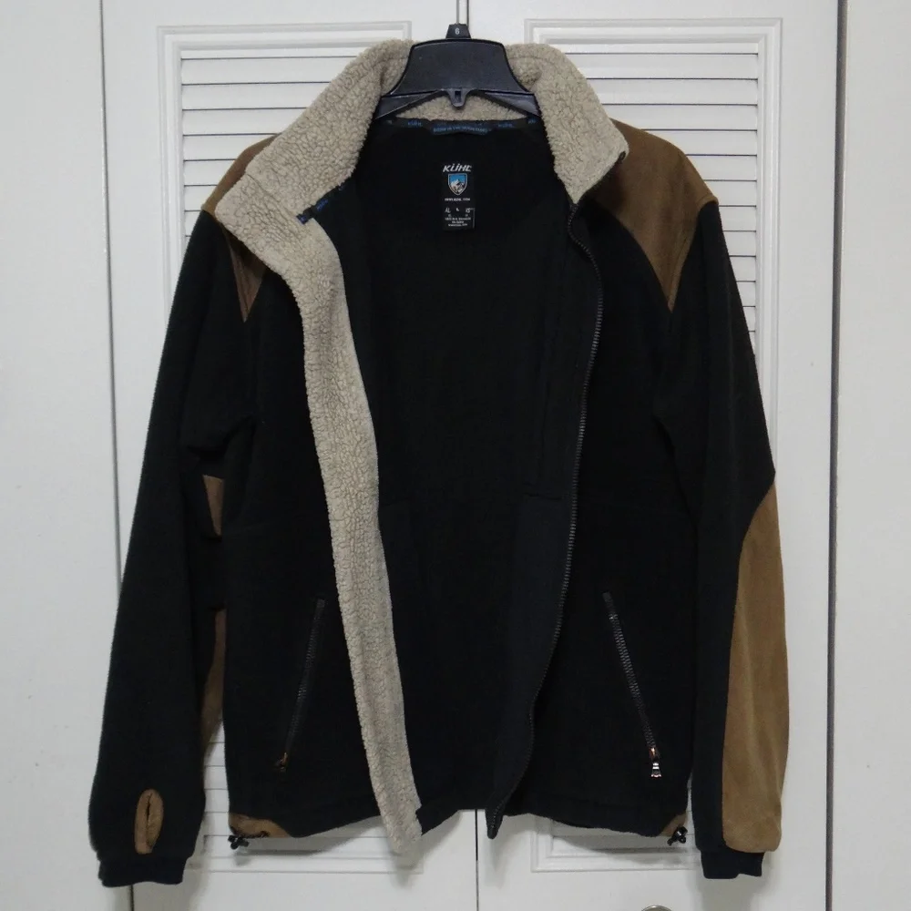 KÜHL Alpenwurx Men’s Large Black Brown Sherpa Fleece Jacket Full Zip Outdoor - Picture 4 of 8